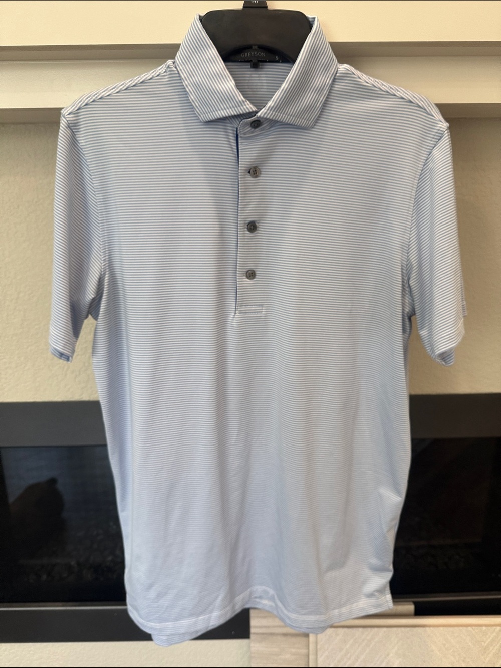 Greyson Light Blue Micro-Striped Polo
